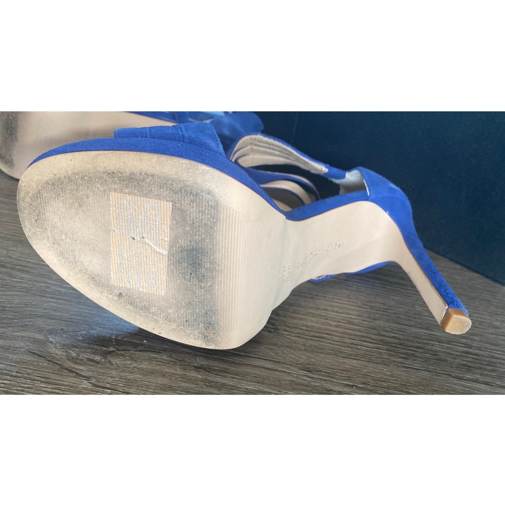 French Connection Monarch Blue Suede Multi Strap Cage Stiletto Heels Sandals 7.5 - Picture 6 of 11